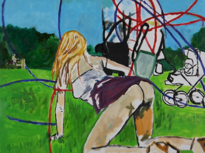 Neues von der Hasenheide<br /><br />2009<br />Oil on canvas<br />60 x 80 x 2 cm